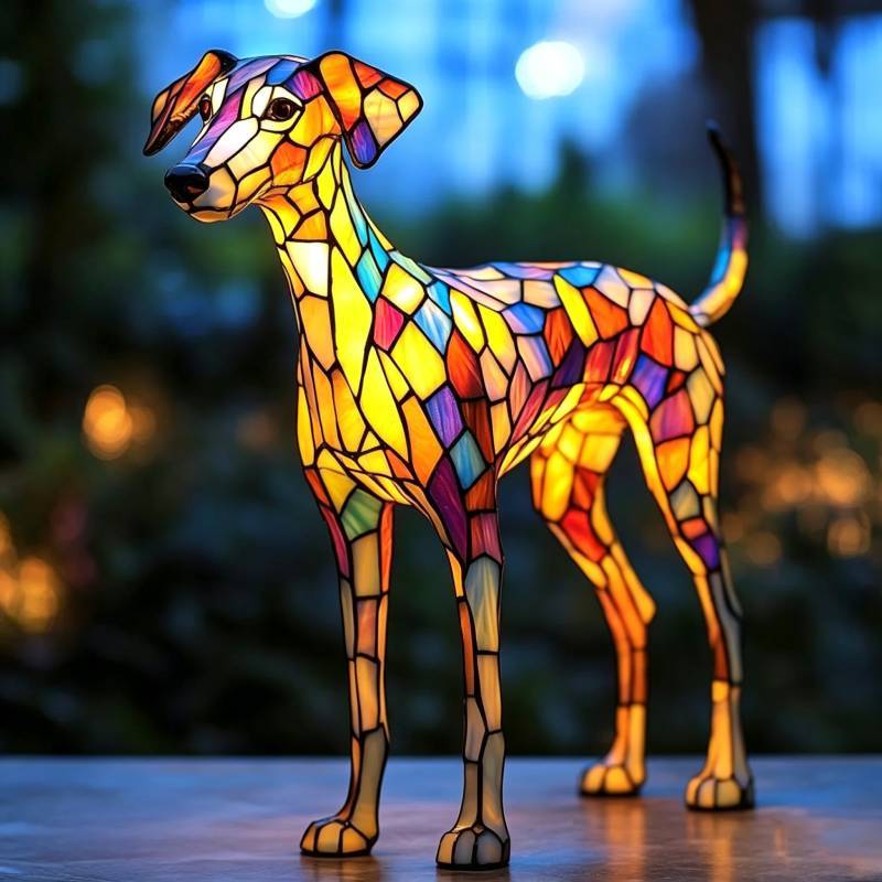 Zvířecí figurka psa z pryskyřice s LED světlem a USB zástrčkou pro vánoční dekoraci Style 9
