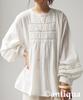 Antiqua Indian Cotton Round Long One Size White Women's Blouse, Neck, Sleeve, IYA-00074, 03,