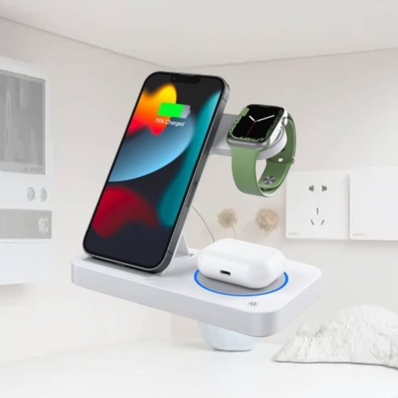 New Foldable Four-in-one Wireless Charger For Apple Watch Earphones And Phone Fast Charging 25w Power Output
