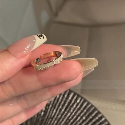 Light Luxury Exquisite Celebrity Zircon Shell Letter Ring Female Ins Niche Design High-end Fashion Stacking Ring