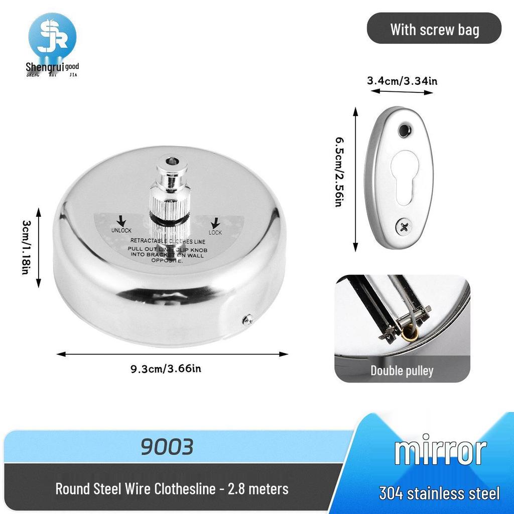 304 Stainless Steel Retractable Clothesline - No-Drill, Invisible Wall Mount, Indoor Nylon Drying Rope