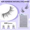 100Pcs Self Adhesive Eyelashes, Self Adhesive Eyelash Clusters, Lash Cluster Press On Lashes Stick Cluster Lashes Pre Glued Eyelash Clusters with T