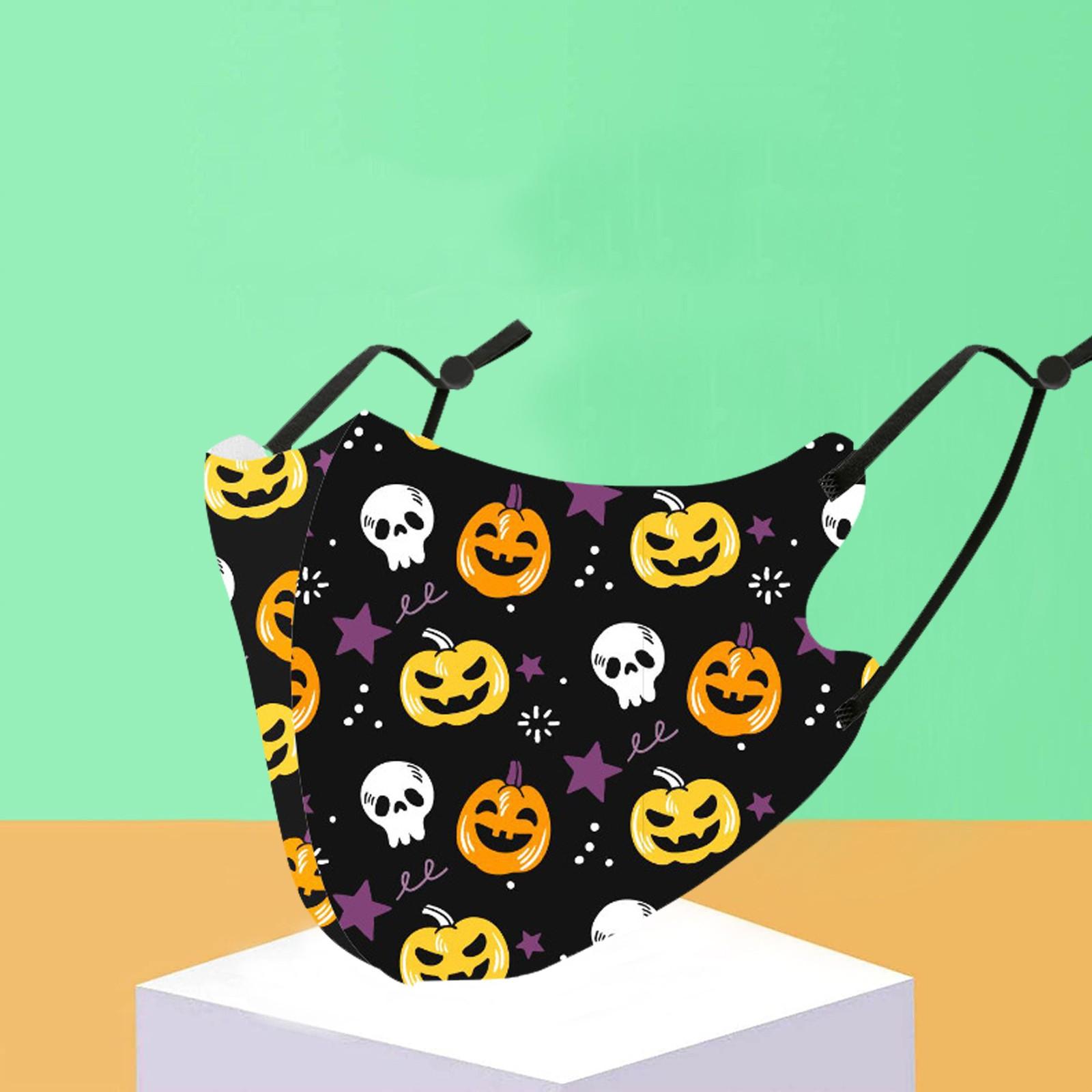 Adult Washable Reuse Face Mask Halloween Horror Print Facial Mask чёрный