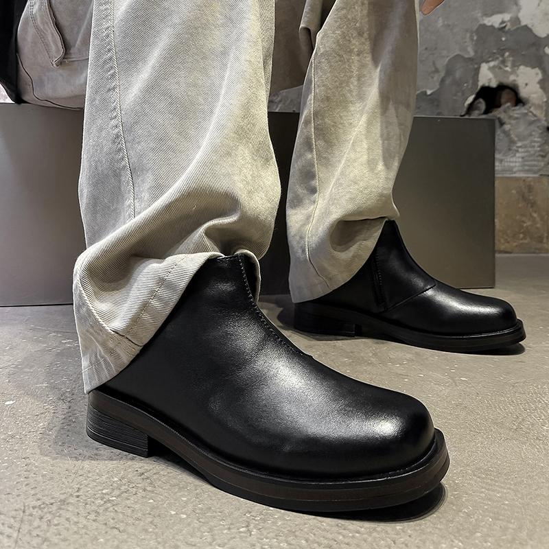 Fashion New Retro Men's Zipper Ankle Boots For Autumn And Winter Classic And Durable Flat Boots Comfortable Side Zipper Walking Boots