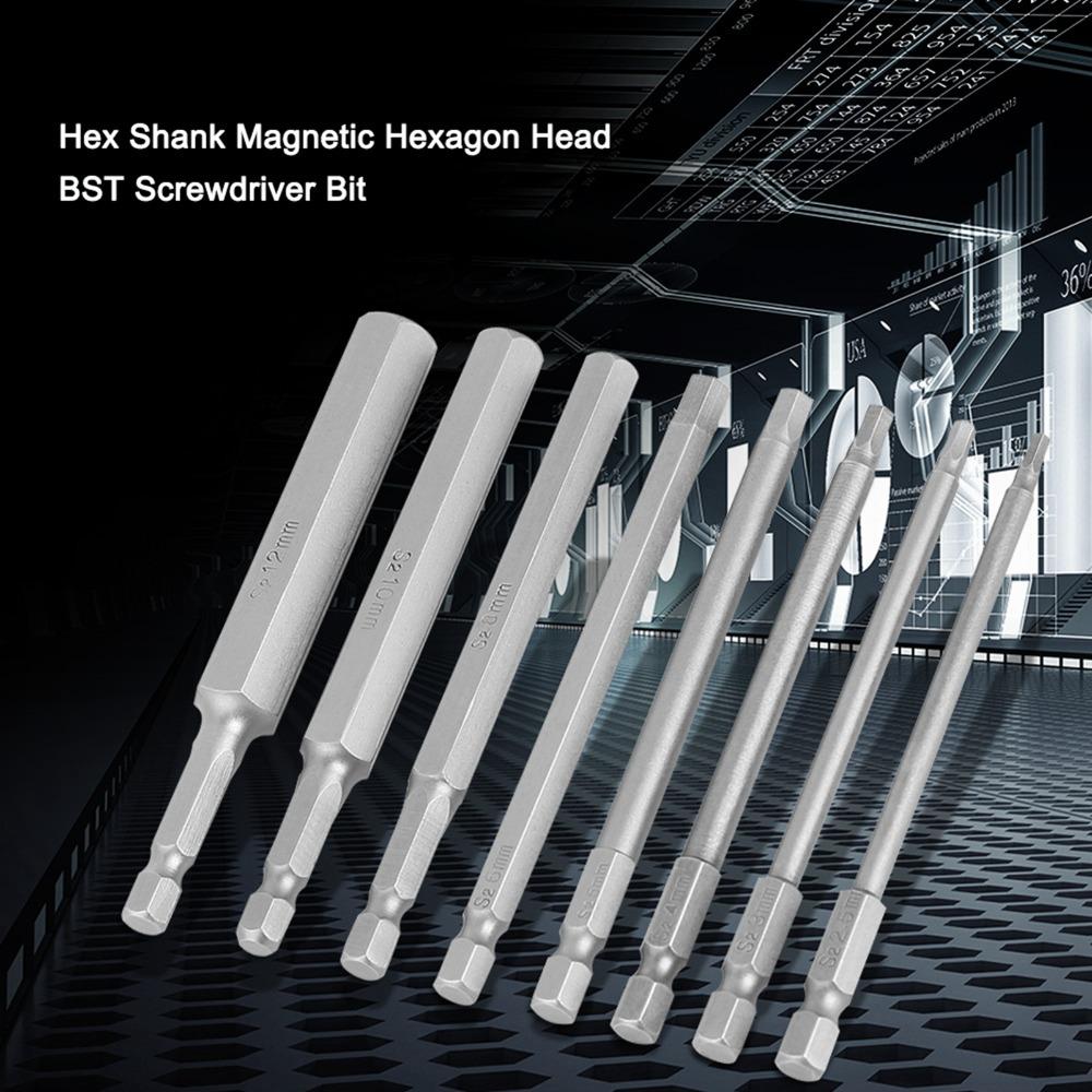 8 Pcs 100mm Length Hex Head Allen Wrench Bit Set Hex Bit Power Bits  Power Screwdriver Drill