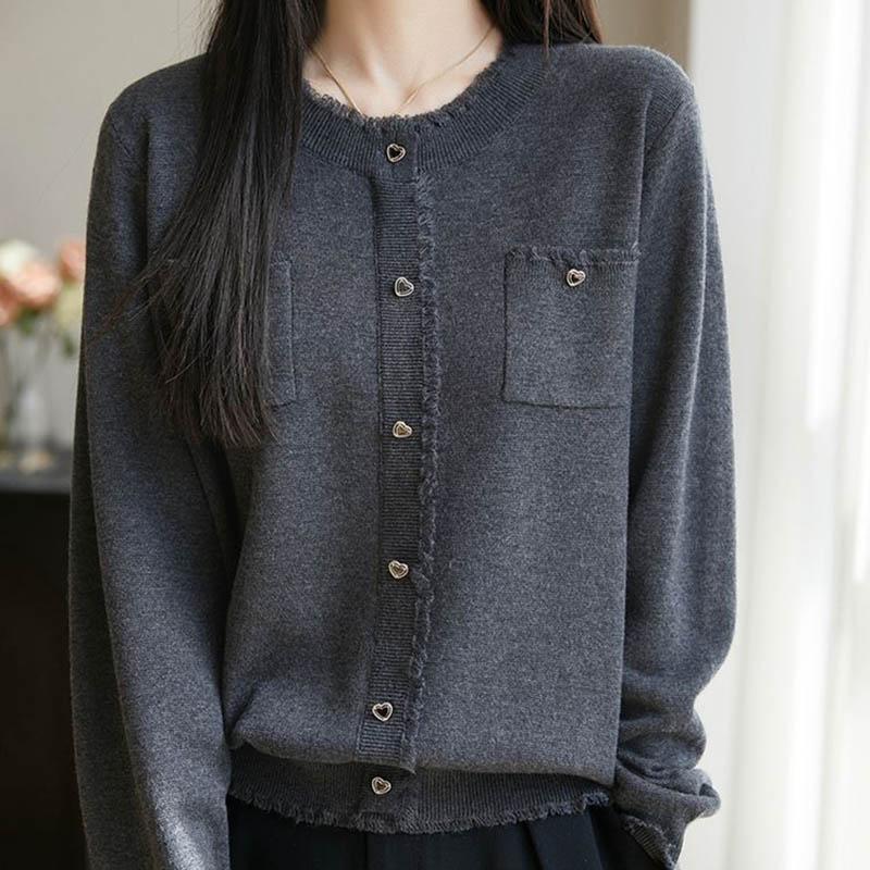 Gensere Kåpe Cardigan for Kvinner Høst Vinter Vintage Løs Langermet Strikket Cardigan Gensere Jakke