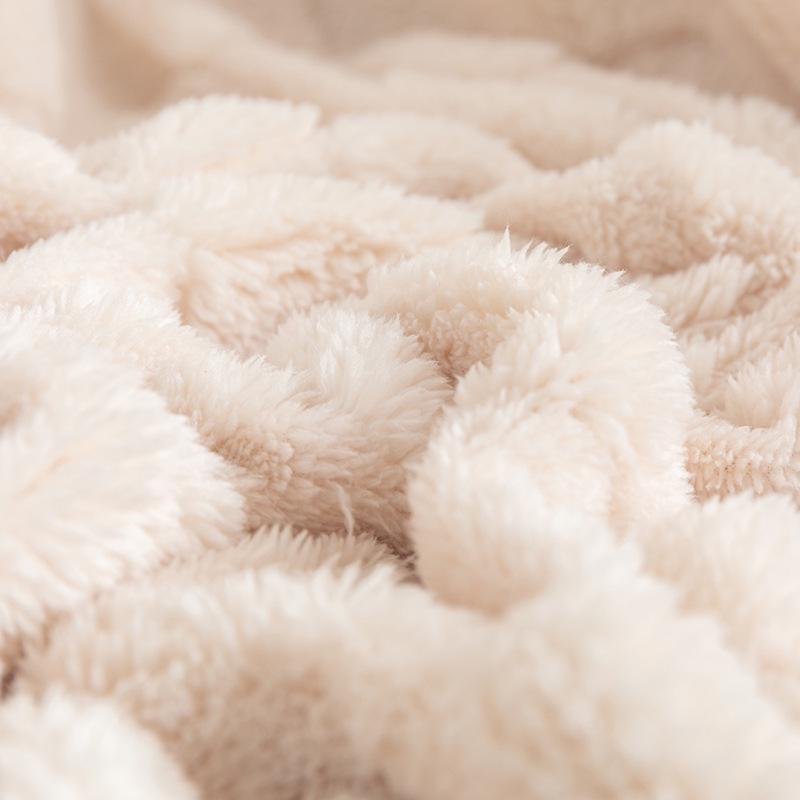 Soft Fluffy Checkerboard Sofa Cover: Taffeta Velvet & Cotton Jacquard Waffle Blanket