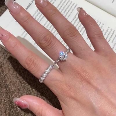 Korean Style Zircon Open Band Ring – High-End, Super Shiny, Versatile Fashion for Index Finger.