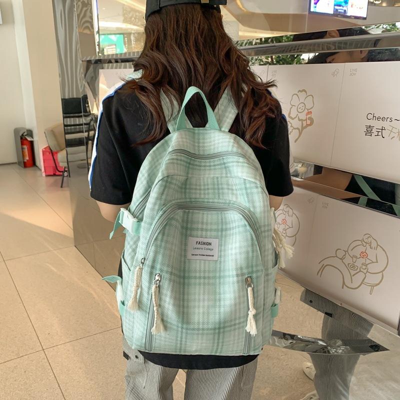 Japanese Leisure Art Mori Small Fresh Plaid Schoolbag Backpack Female Korean Version Junior High School Students Travel Backpack