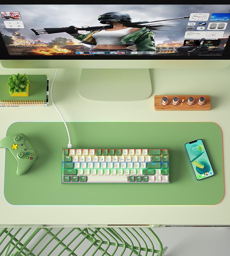 BOW Hot-Swappable Wired Mechanical Gaming Keyboard - Red/Brown Switch, 68-Key Compact Design