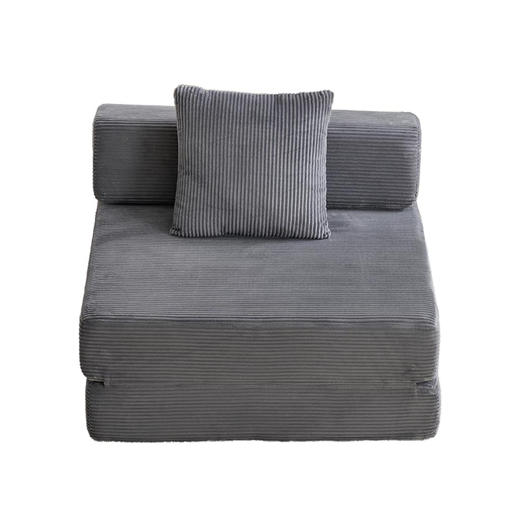 Floor Couch,Compression Sofa,Convertible Sofa Bed-with Pillow Back Support Armrest,Corduroy Fabric,for Living Room Bedroom,Dark Grey