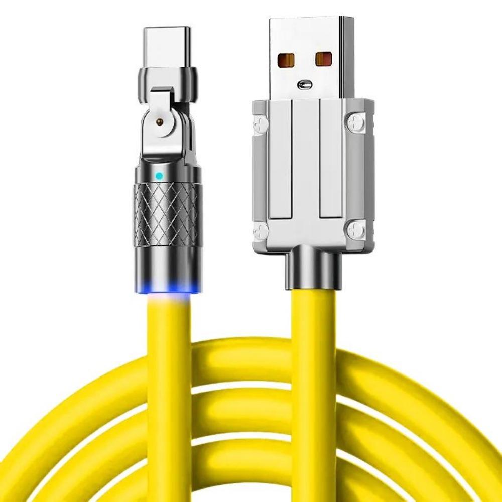 Cavo USB di tipo C ruotabile a 180° Ricarica rapida Cavo in silicone liquido 120W 6A per IPhone