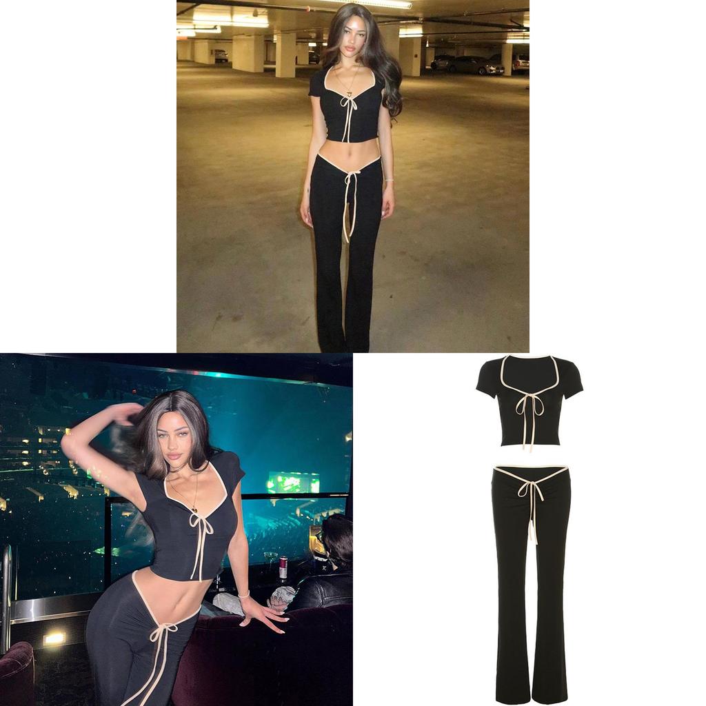 Streetwear Girl Set With Polyester Splicing For Casual Summer Wear
