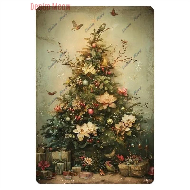 Vintage Merry Christmas Metal Tin Sign, Retro What A Wonderful World Girl, Wall Poster Jingling Bell, Home Decoration, WY297