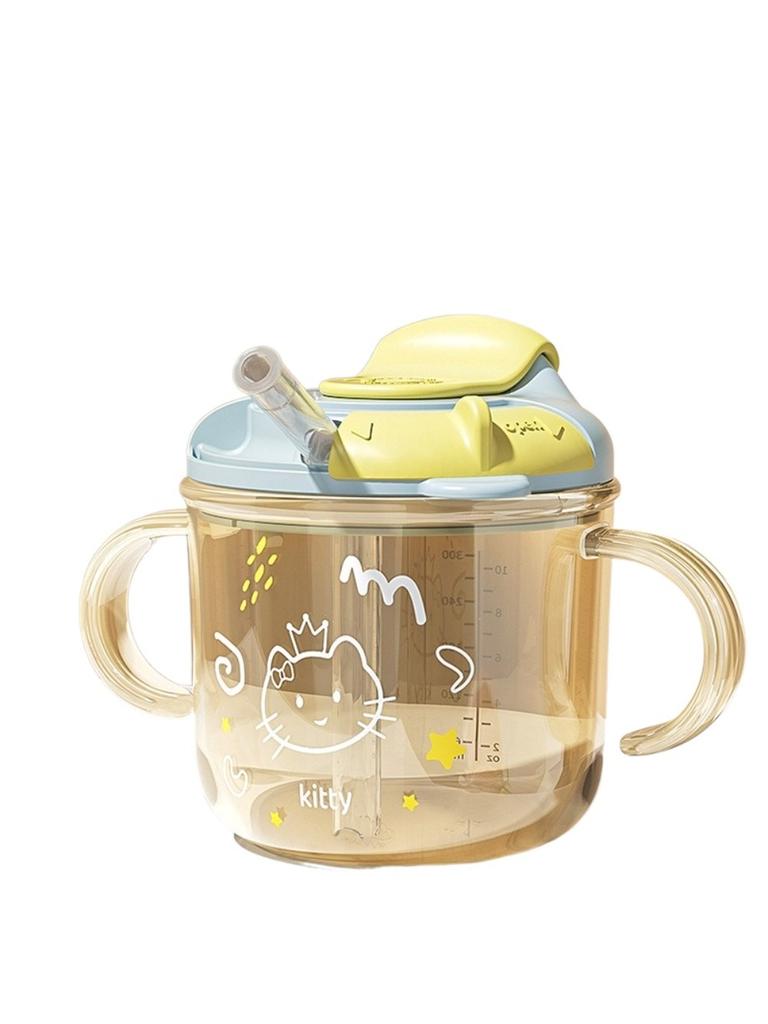 Children's milk cup household drinking straw milk specific cup PP anti drop one cup three uses