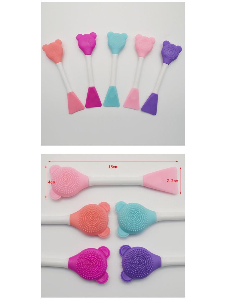 Doppelfunktionaler 2-köpfiger Silikon-Maskenpinsel für selbstgemachte Schlammmasken und Beauty-Make-up. Perfekt zum Verschmieren und Reinigen.