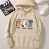 Autumn Winter Women Creative Personality Three Cat Paw Pattern Print Hooded Sweatshirt Loose Comfortable Casual Sport Long Sleeves Hoodies