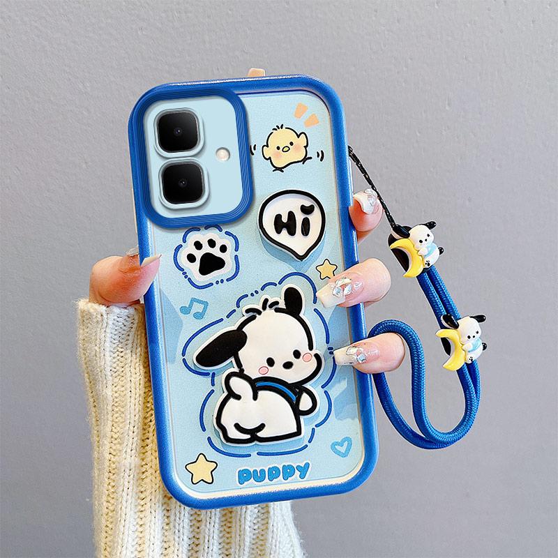 KEYSION Shockproof Case for Infinix Smart 10 with Lanyard Soft Silicone Cute 3D Cartoon Doll Phone Back Cover for Infinix Smart 10
