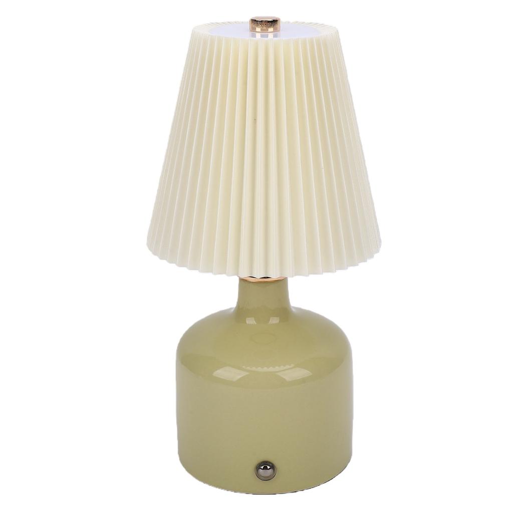 Pleated Desk Lamp Rechargeable Vintage Night Light for Bedside Table Nightstand 3 Color Temperatures
