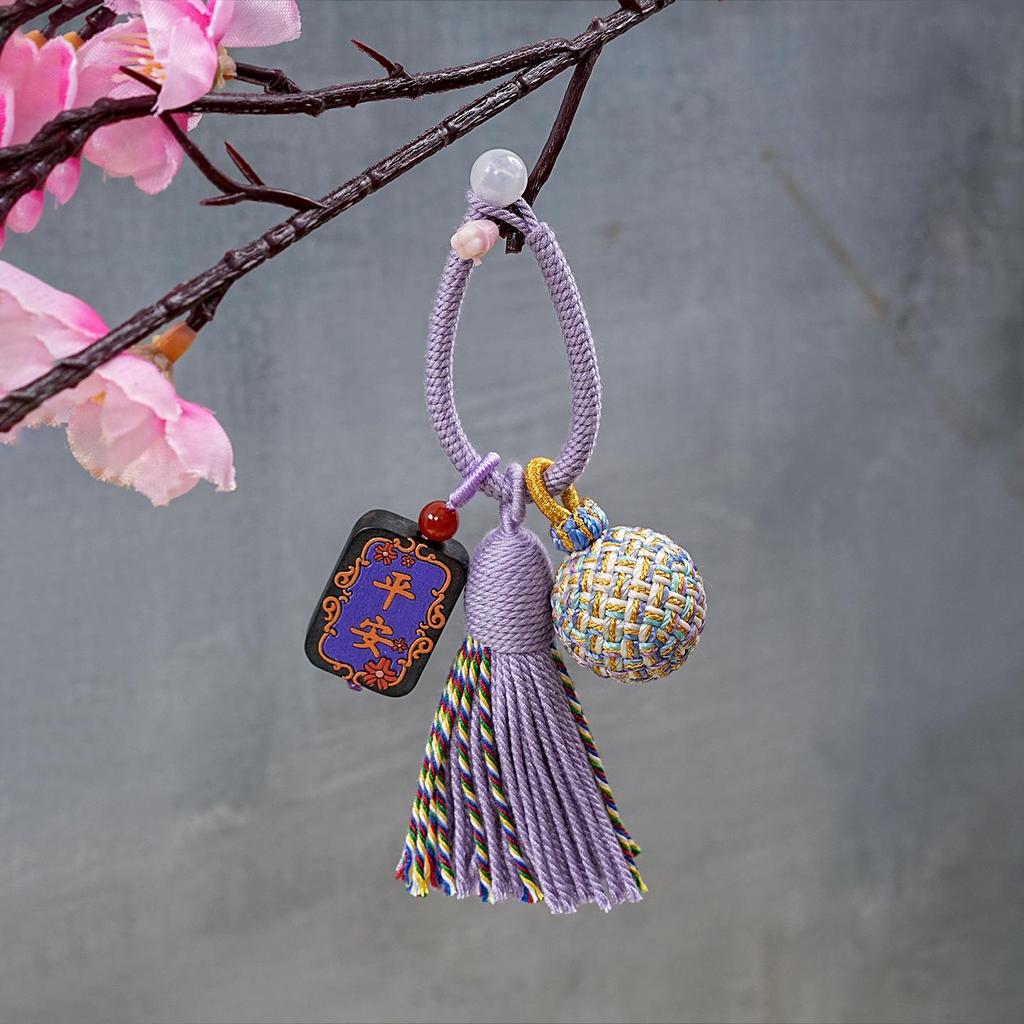 Hand-Woven Tibetan Tassel Sandalwood Keychain Amulet In Ethnic Style