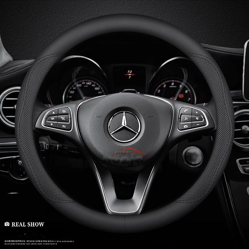 Car Leather Steering Wheel Cover for Mercedes-Benz GLE S GLE GLS G GL CL ML R SL GLK 400 450 500 350 320 580 38cm Accessories