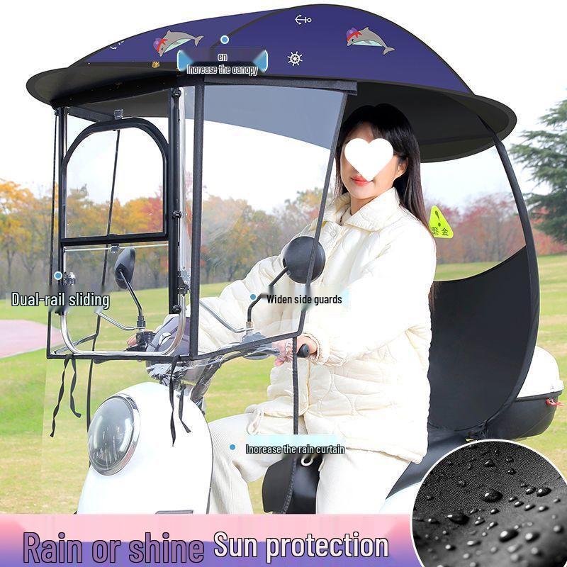 Electric Vehicle & Bicycle Sunshade: Motorcycle & Tricycle Rain Canopy Umbrella