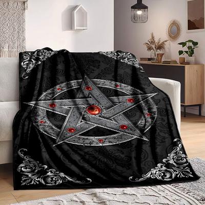 1pc Pentagram, Ornate Blanket Lightweight Flannel Blanket Throw Blanket For Sofa, Bed, Travel, Camping, Livingroom, Couch, Chair, And Bed Yy2509026181
