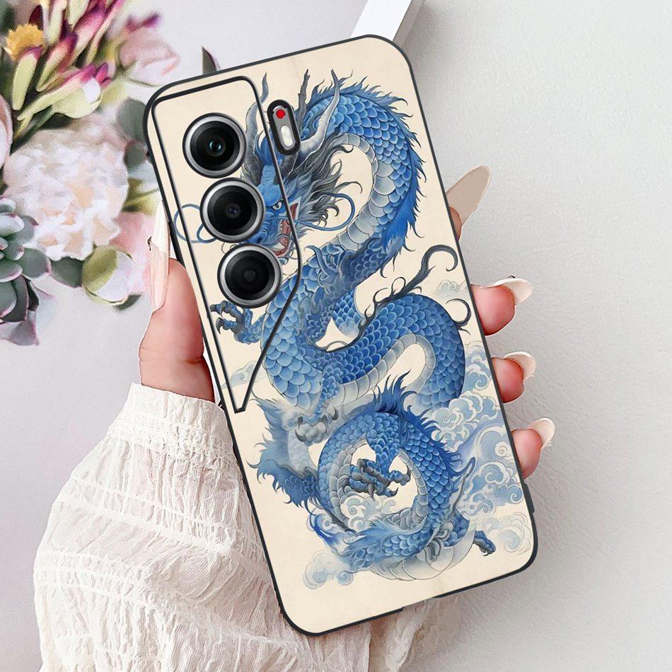 For Tecno Camon 40 Pro 4G Camon40 Elegant Floral Cat Phone Case For Camon 40 40Pro 4G CM6 CM5 Black Silicone Soft Cases Bumpers