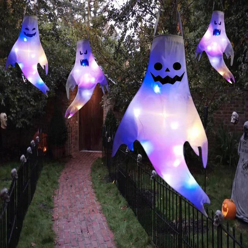 Scary Ghost Windsock LED Lighting Ghost Pendant Hanging Ghosts Ghost Festival Venue Decoration Props Halloween Party Decoration