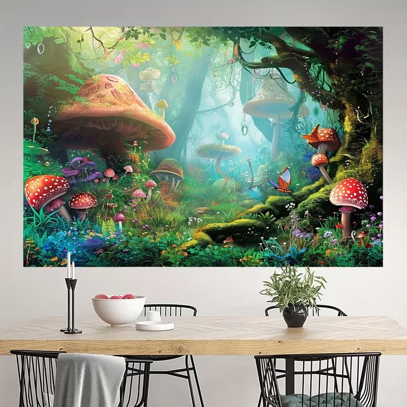 2D Fantasy Grüner Pilzwald Hintergrund für Studiofotografie & Veranstaltungen
