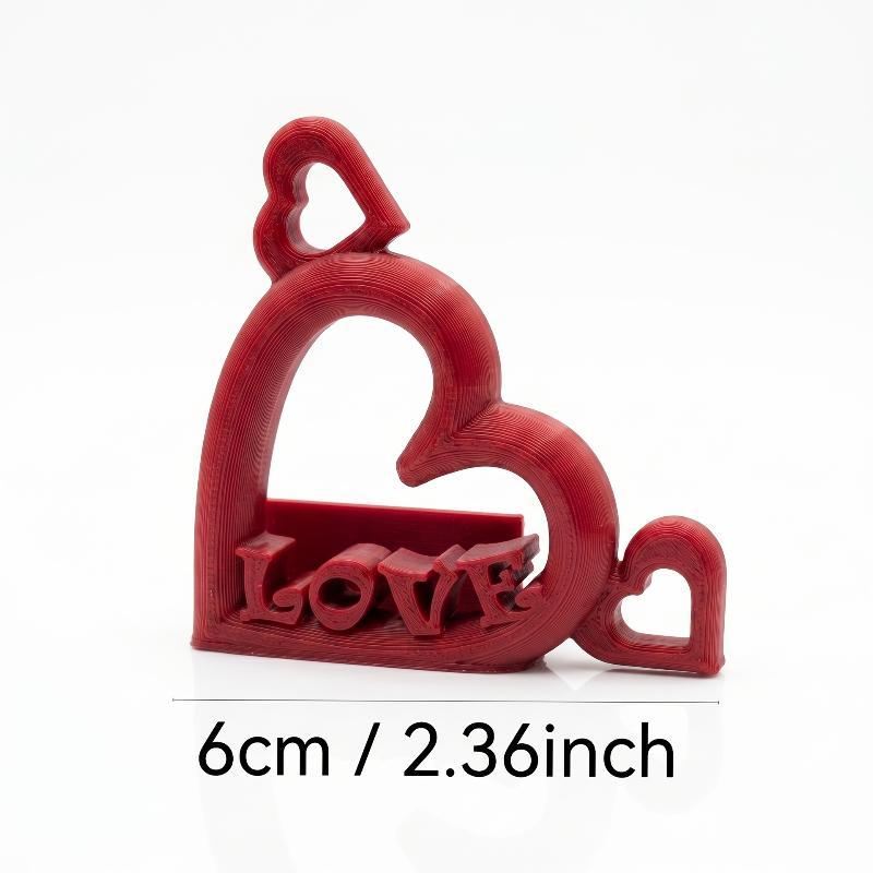 Creative Heart Shaped 3D Printed Photo Stand Non-toxic Desktop Ornament Red Pink for Study Room Decor Gift for Students