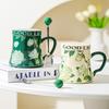 Lily of The Valley Ceramic Water Cup Home Office Large Capacity Coffee Cup Breakfast Cup with Lid Design Coffee Cup