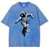 Astronaut Football T Shirts Unisex Fit Washed Tees Men Women Casual Short Sleeve T-shirts Cotton Oversized T-shirt