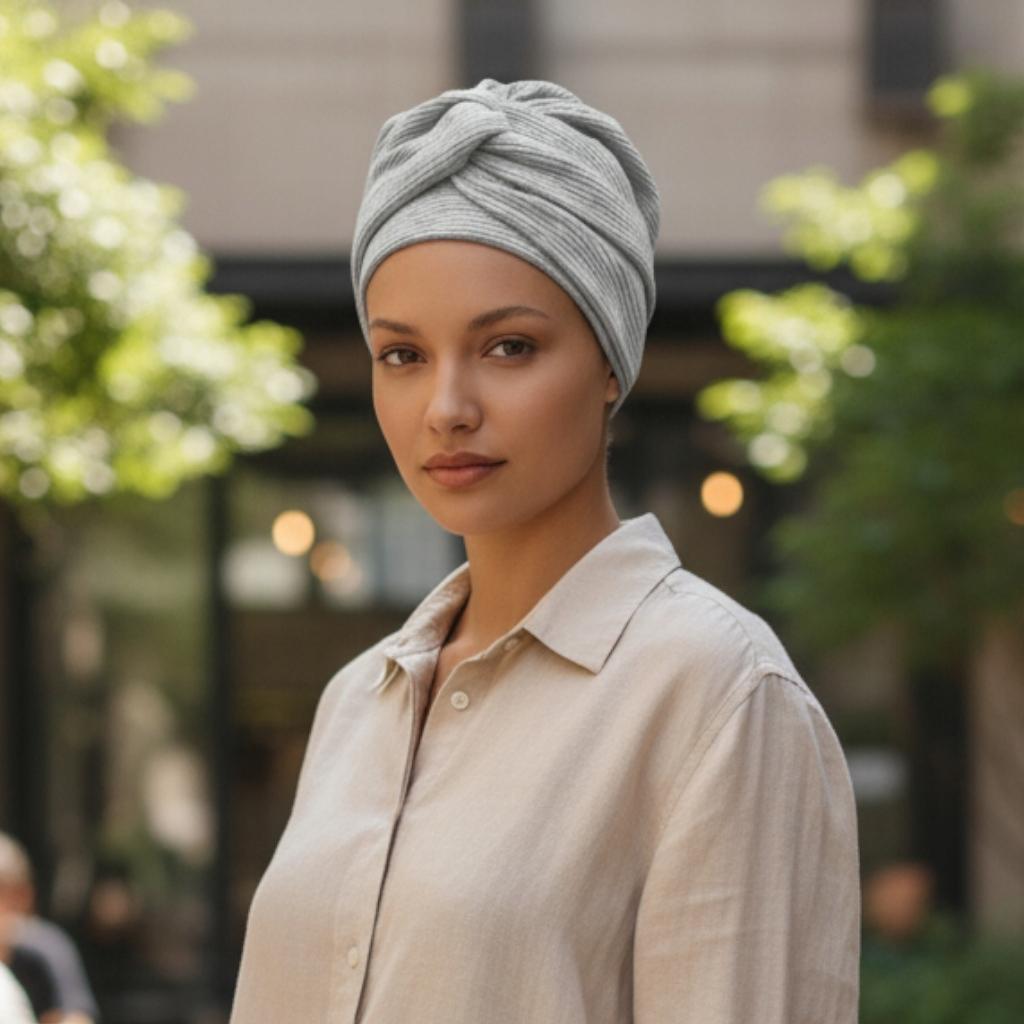 Sara Women' Turban in Pigeon Color Made of Cotton, Also After Chemotherapy