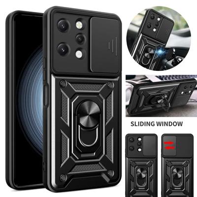 Slide Camera Lens Phone Case For Xiaomi Redmi Note 12 11 Pro 11S A1 11A 12C Poco C40 F5 M4 M5 X4 X5 Pro 5G 4G Bumpers Armor Hard PC Back Cover Shell