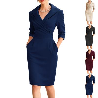 Women's Casual Fashion R,neck 3/4 Sleeved Retro Christmas Print Retro Dress