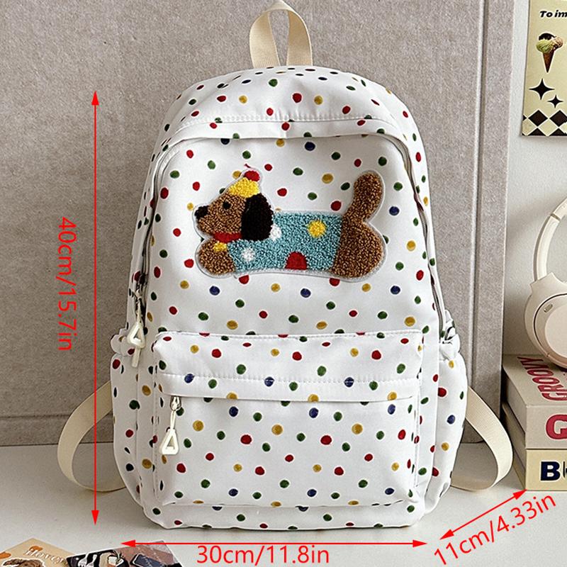 Korean Version Of Large Capacity Backpack Color Polka Dot Student Backpack Casual Trend Computer Bag
