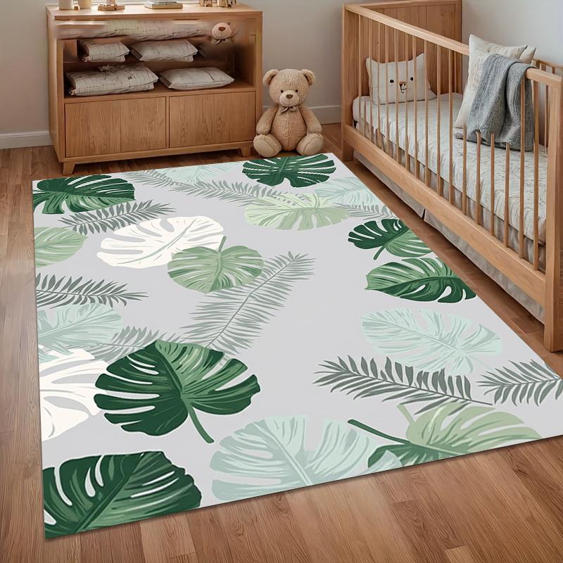 Green Tropical Leaves Kitchen Mat Entrance Doormat Non-slip Washable Kitchen Carpet Living Room Hallway Rugs Bedside Rugs