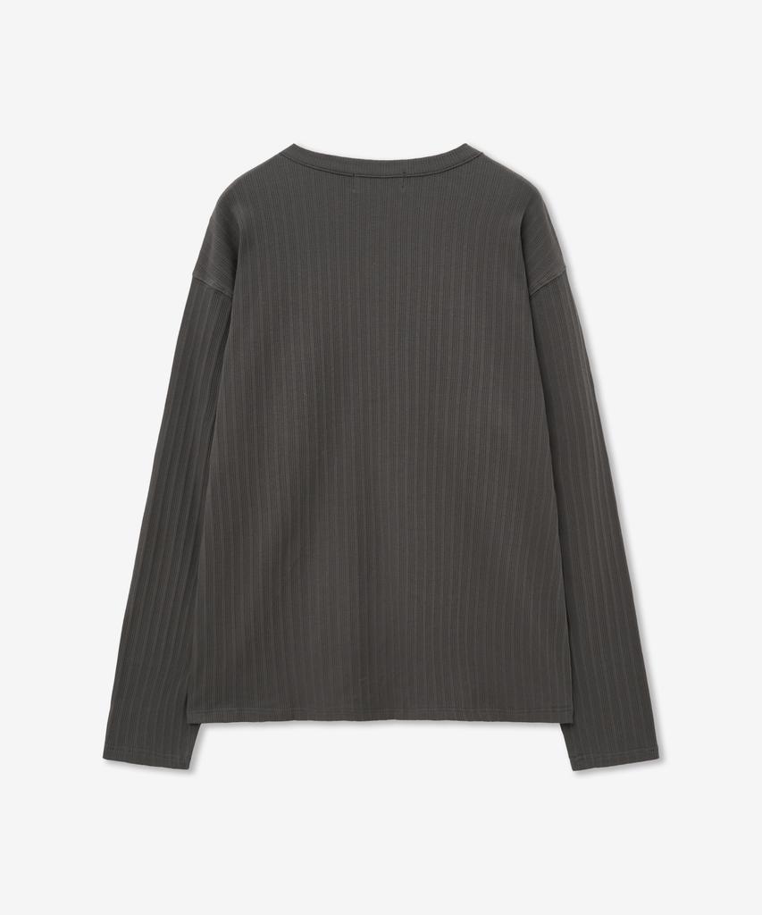 MINAV Ribbed Henley Neck Long Sleeve [Charcoal]