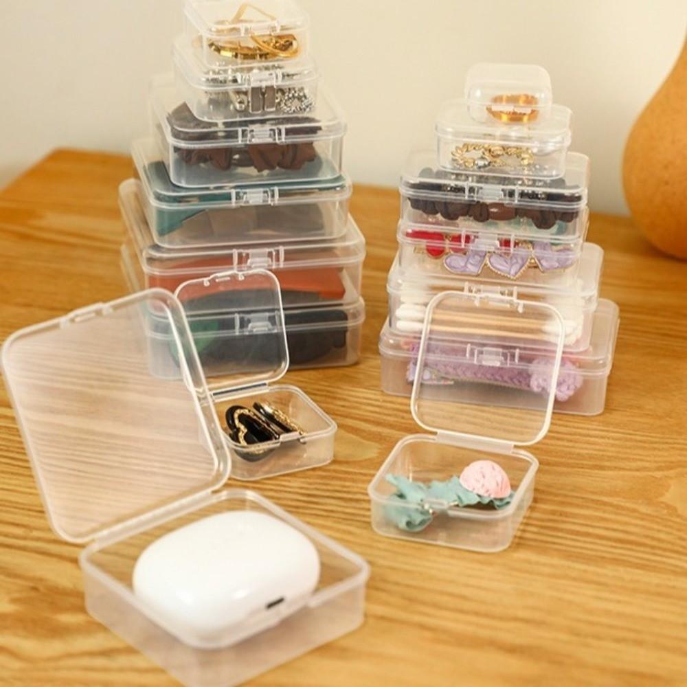 Flip Cover Transparent Storage Box Rectangle Sewing Storage Box  Jewelry Storage