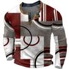 Men's New Long Sleeve T-Shirt 3D Printed Patchwork Color Casual Fashion Open Front 3 Button T-Shirt