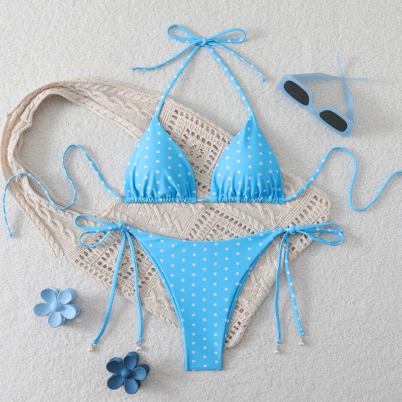 2026 Women Swimsuit Sexy Pearl Micro Bikinis Sets Dot Print Female Swimwear for Woman Bathing Suits Beachwear Trend Bikinis