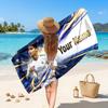 Cristiano Ronaldo Custom Beach Towel, Personalized Name Text Print, Football Logo Soft Quick‑Dry Towel Holiday Gift