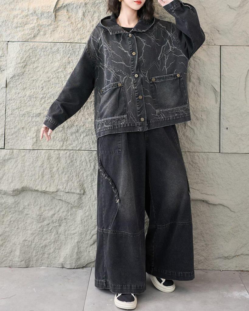 Spring 2026 Women's Denim Hooded Cardigan: Versatile, Casual, Plus Size