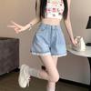 Sweet & Spicy High-Waist Denim A-Line Shorts with Beaded Lace, Plus Size & Petite