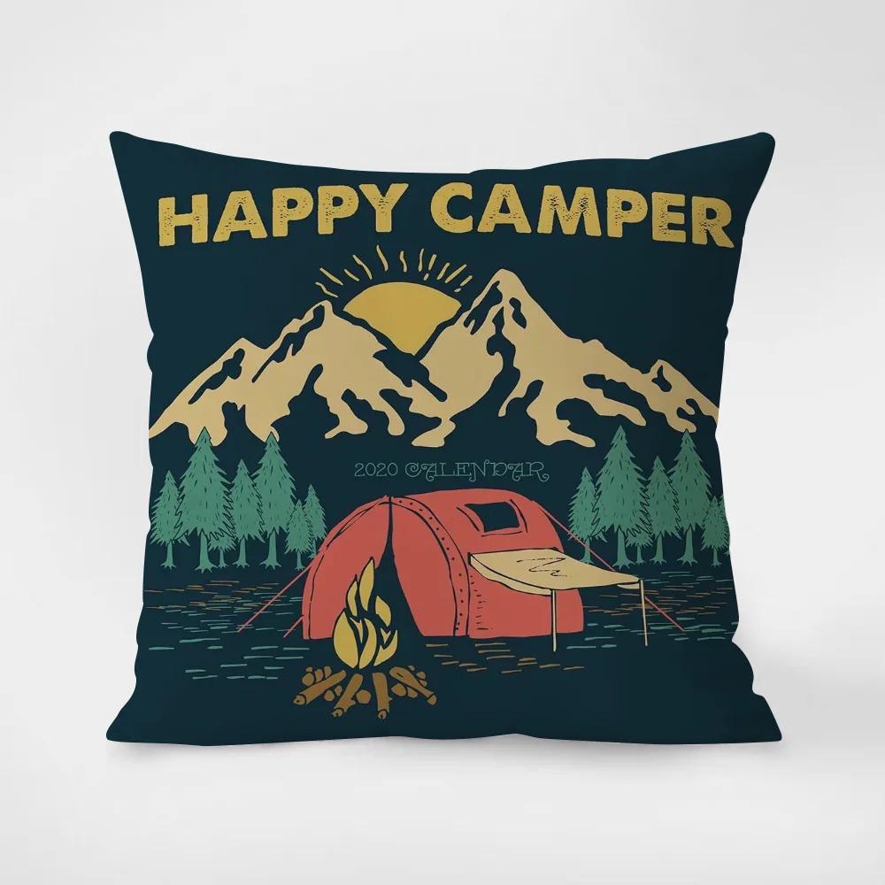 Happy Camping Pillowcase 45*45 Decorative Cushions For Sofa Pillowcases 40X40 Cushion Cover 40*40 Lounge Chairs Pillow Hugs Body