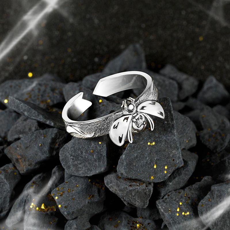 Adjustable Copper Ring Inspired By Cultivation Anime Character Han Li Golden Insect Design Retro Geometric Animal Style Unisex