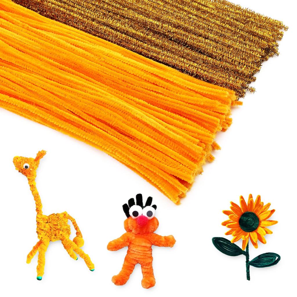 Fenrry 200PCS 4 Color Pipe Cleaners Chenille Stem Set Glitter Craft Pipe Cleaners for Arts and Crafts Xmas Home Decoration