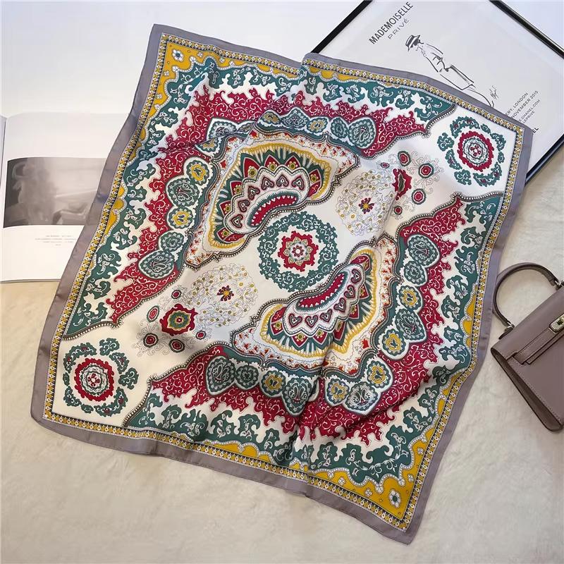 

1 шт. Модный шарф для женщин Классические квадратные шарфы Весенний и летний платок Дышащий Легкий Мягкий Сатиновый шейный платок