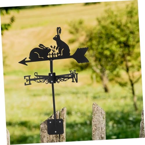 VICASKY Retro Iron Weather Vane with Rabbit, Garden Patio Roof Wind Direction Decor